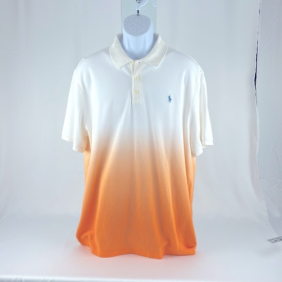 POLO Ralph Lauren Short Sleeve Orange White Ombré Golf Polo Shirt Size XL - Picture 1 of 13